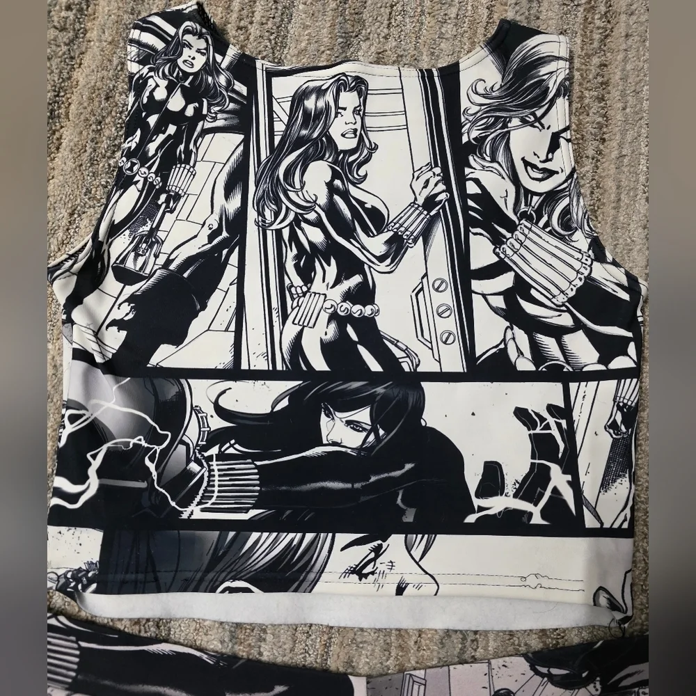 Blackmilk Marvel Black Widow Short Set Wifey Top M Rare Flawed Dollskill Comic - Picture 14 of 15